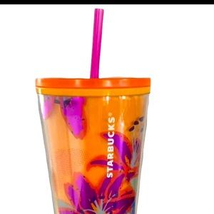 🧡NEW🦋Starbucks 2022 Neon Orange Floral & Butterfly Spring Target Tumbler